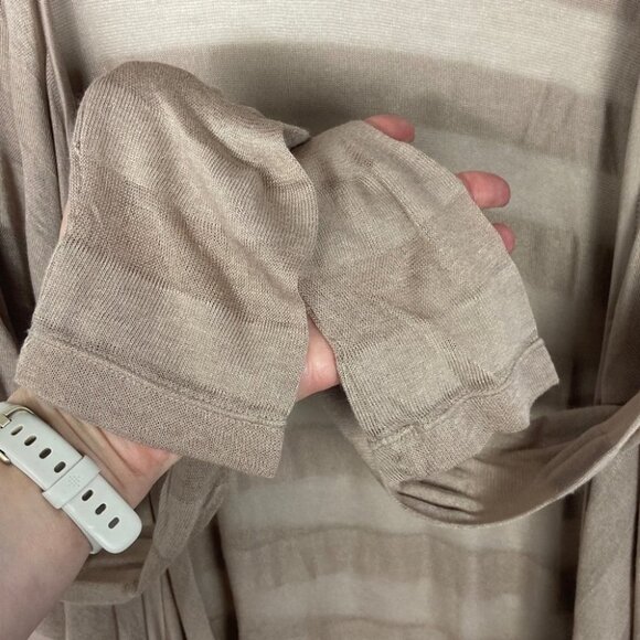 Club Monaco Striped Waterfall Cardigan Beige Tan Size Large Minimalist Basic L - Picture 6 of 8